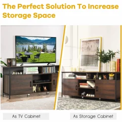 Tangkula Wood Universal TV Stand for TVs up to 65 Inches Flat Screen(Walnut)