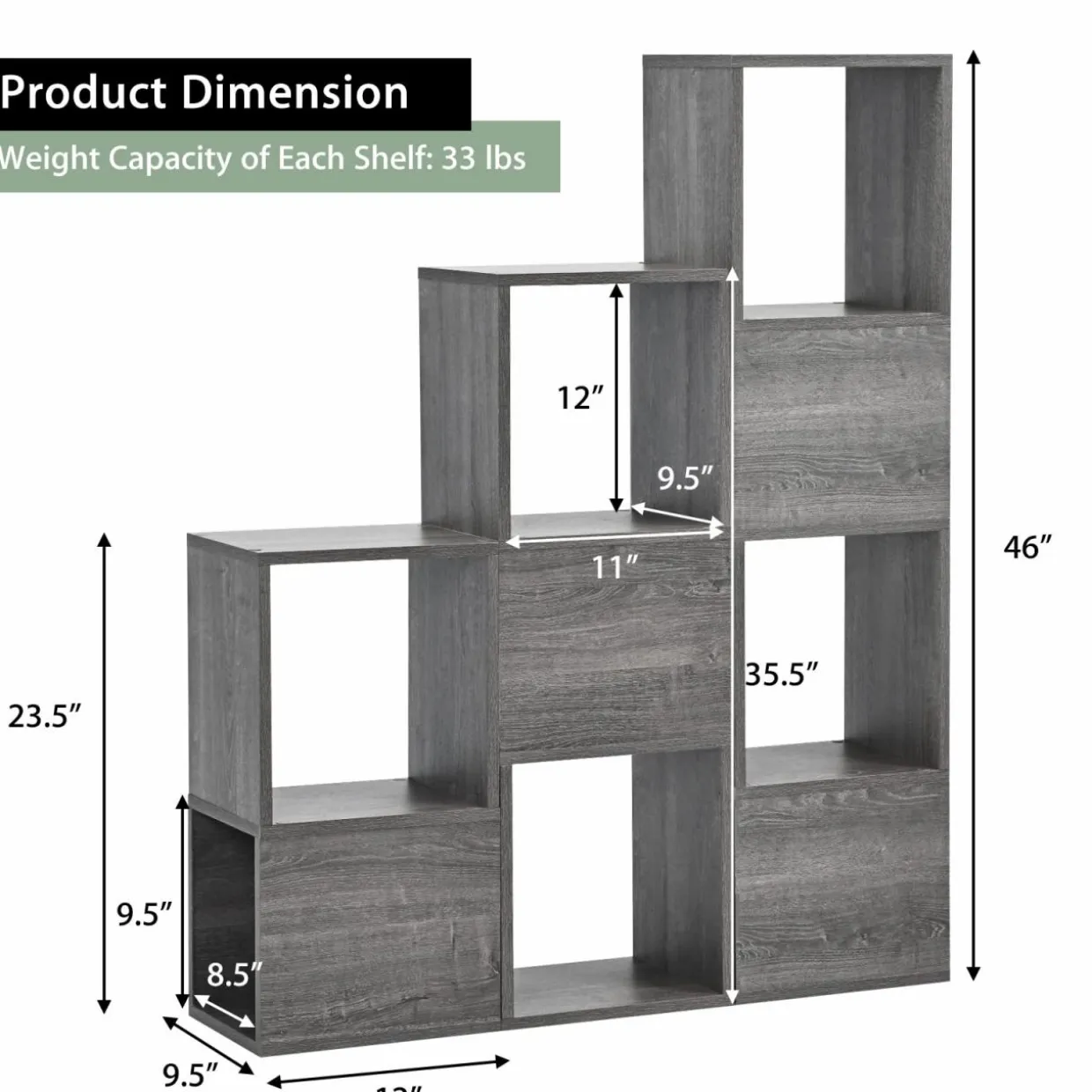Tangkula Wooden Cube Bookcase, Freely Combined Storage Bookshelf with 9 lattices
