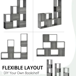 Tangkula Wooden Cube Bookcase, Freely Combined Storage Bookshelf with 9 lattices