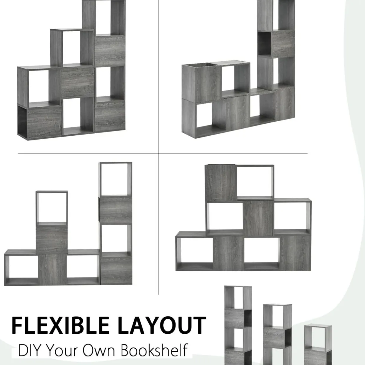 Tangkula Wooden Cube Bookcase, Freely Combined Storage Bookshelf with 9 lattices
