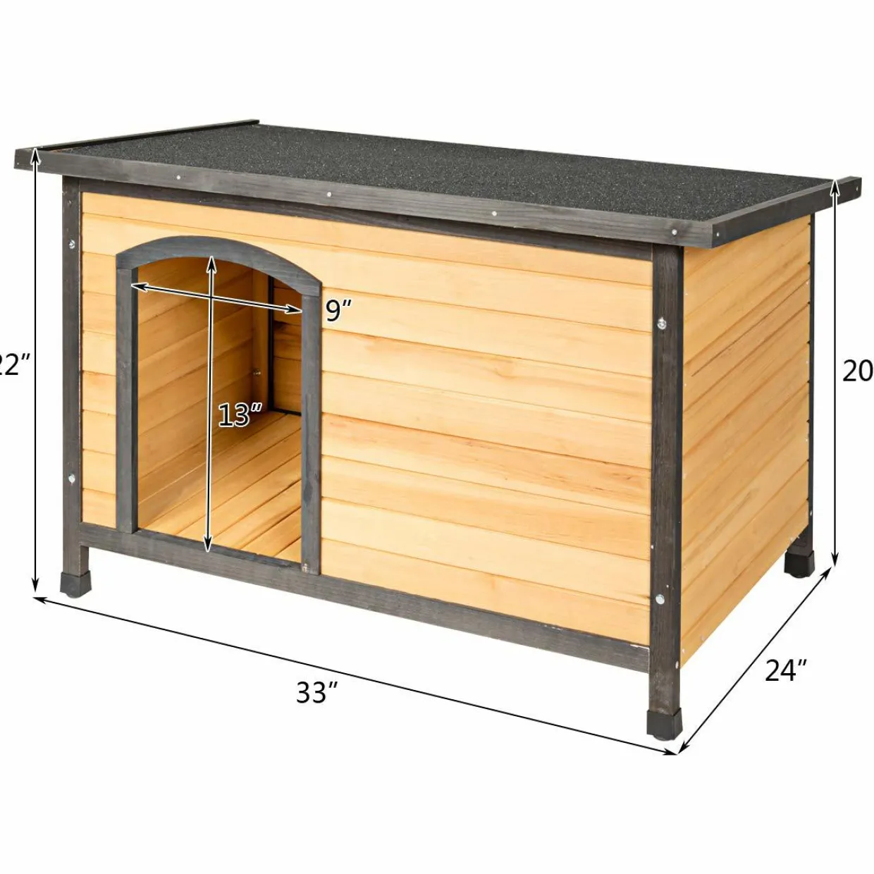 Tangkula Wooden Dog House, Outdoor Weather Resistant Pet Log Cabin