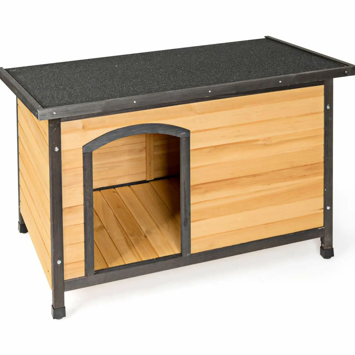 Tangkula Wooden Dog House, Outdoor Weather Resistant Pet Log Cabin
