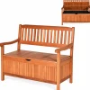 Tangkula Wooden Outdoor Storage Bench Large Deck Box (Natural)