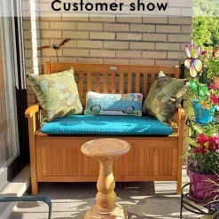 Tangkula Wooden Outdoor Storage Bench Large Deck Box (Natural)