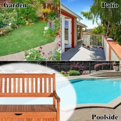 Tangkula Wooden Outdoor Storage Bench Large Deck Box (Natural)