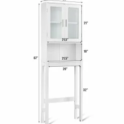 Tangkula Wooden Over The Toilet Storage Cabinet, Home Bathroom Space Saver