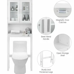 Tangkula Wooden Over The Toilet Storage Cabinet, Home Bathroom Space Saver