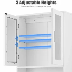 Tangkula Wooden Over The Toilet Storage Cabinet, Home Bathroom Space Saver