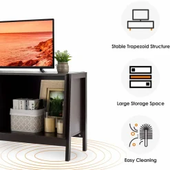 Tangkula Wooden TV Stand for TV up to 50 Inches, TV Cabinet with Sliding Doors