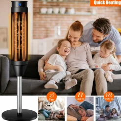 Tangkula 1000W/1500W PTC Ceramic Tower Heater, 34-Inch Oscillating Heater with Remote, Thermostat & 8H Timer