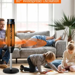 Tangkula 1000W/1500W PTC Ceramic Tower Heater, 34-Inch Oscillating Heater with Remote, Thermostat & 8H Timer