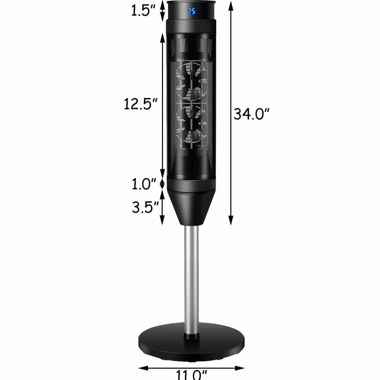 Tangkula 1000W/1500W PTC Ceramic Tower Heater, 34-Inch Oscillating Heater with Remote, Thermostat & 8H Timer