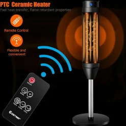 Tangkula 1000W/1500W PTC Ceramic Tower Heater, 34-Inch Oscillating Heater with Remote, Thermostat & 8H Timer