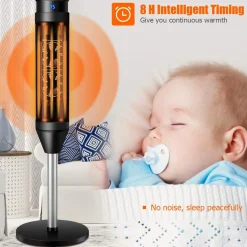 Tangkula 1000W/1500W PTC Ceramic Tower Heater, 34-Inch Oscillating Heater with Remote, Thermostat & 8H Timer