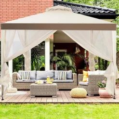 Tangkula 10'x 10' Canopy Gazebo Tent Shelter Art Steel Frame