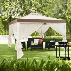 Tangkula 10'x 10' Canopy Gazebo Tent Shelter Art Steel Frame