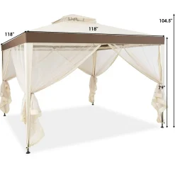 Tangkula 10'x 10' Canopy Gazebo Tent Shelter Art Steel Frame