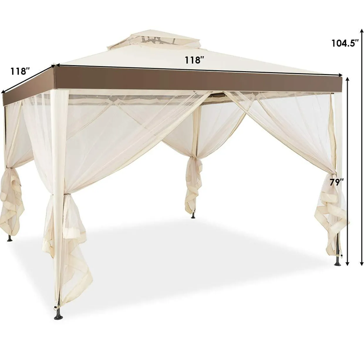 Tangkula 10'x 10' Canopy Gazebo Tent Shelter Art Steel Frame