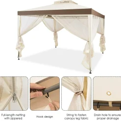 Tangkula 10'x 10' Canopy Gazebo Tent Shelter Art Steel Frame