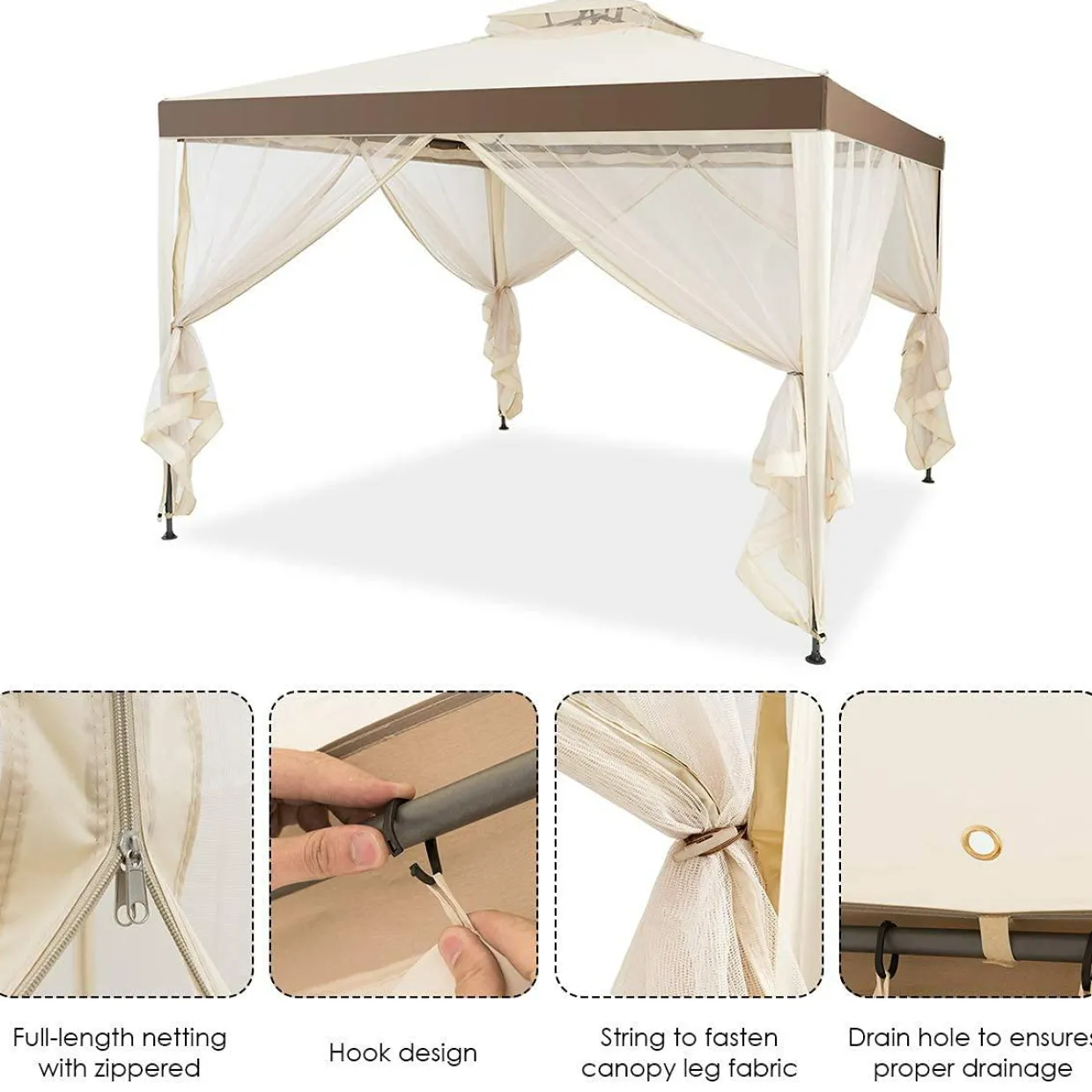 Tangkula 10'x 10' Canopy Gazebo Tent Shelter Art Steel Frame