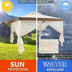 Tangkula 10'x 10' Canopy Gazebo Tent Shelter Art Steel Frame