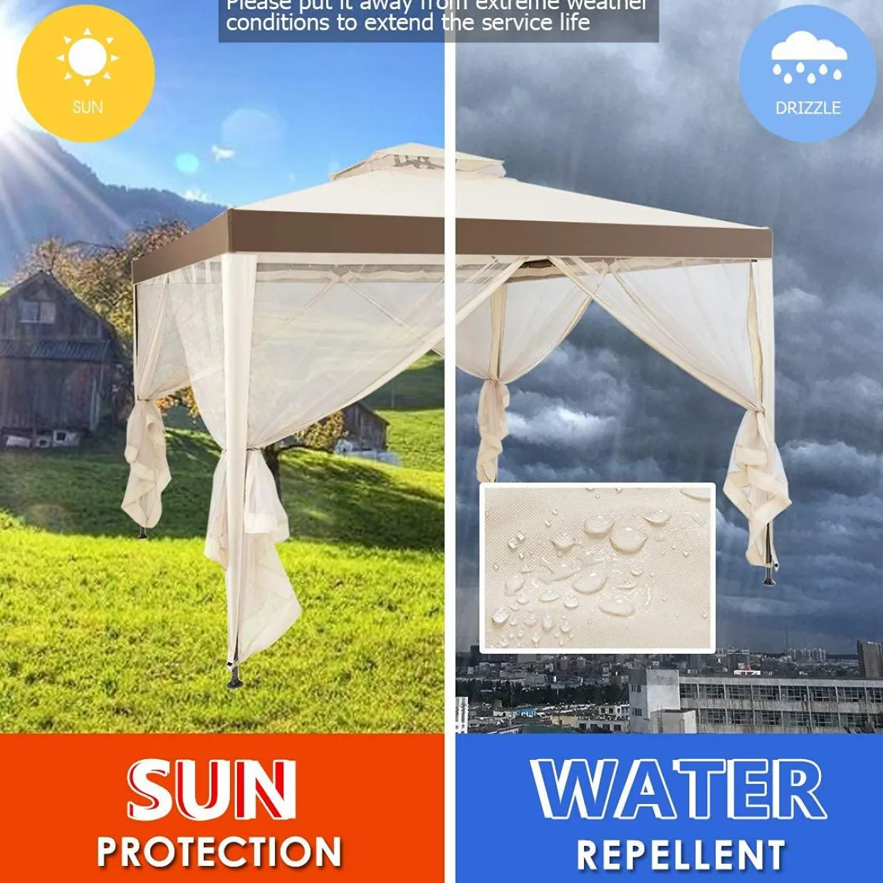 Tangkula 10'x 10' Canopy Gazebo Tent Shelter Art Steel Frame