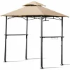 Tangkula 8"x 5" Grill Gazebo, Outdoor Patio Barbecue Gazebo Shelter with LED Lights