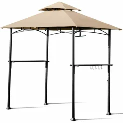 Tangkula 8"x 5" Grill Gazebo, Outdoor Patio Barbecue Gazebo Shelter with LED Lights