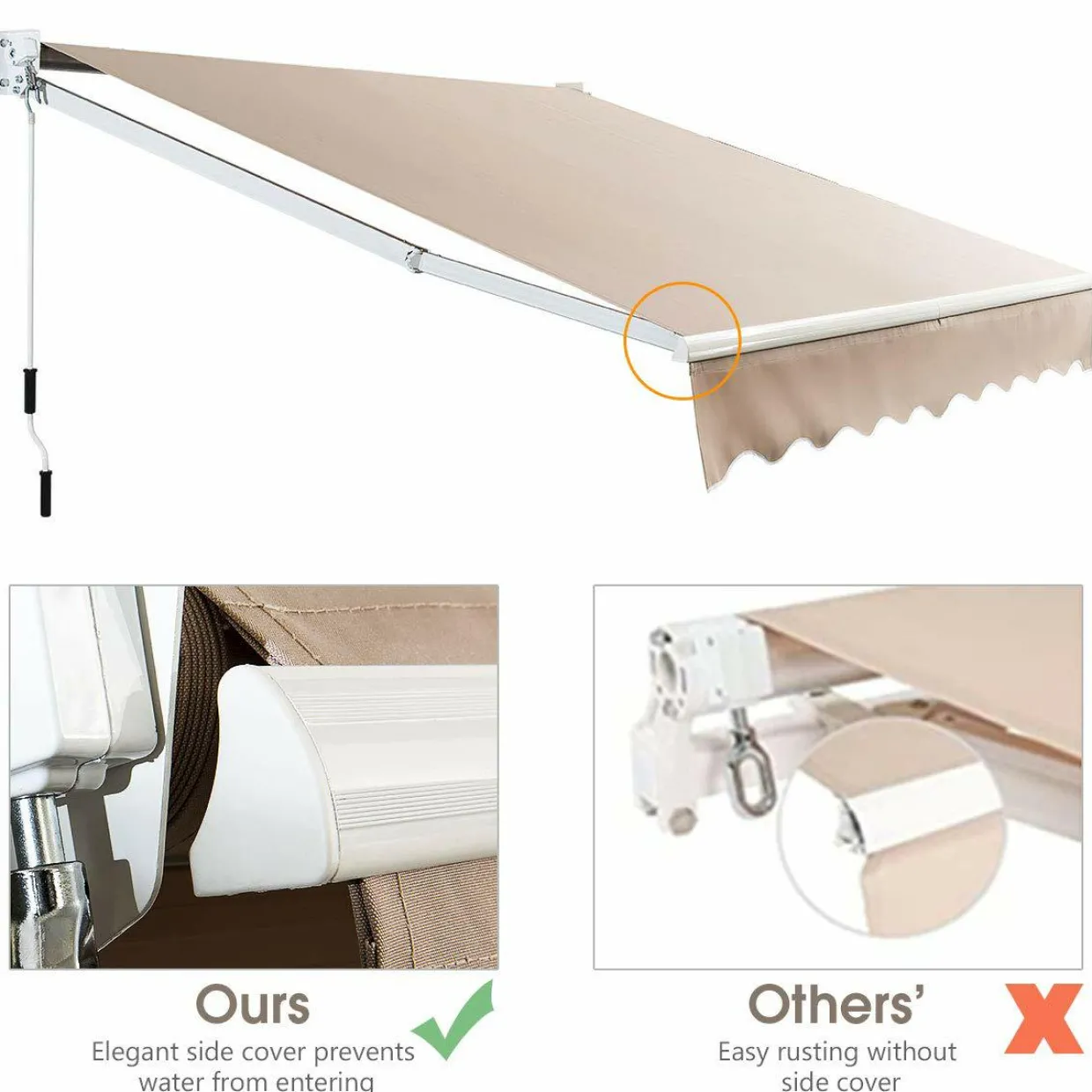 Tangkula 8"x 6.5" Retractable Awning