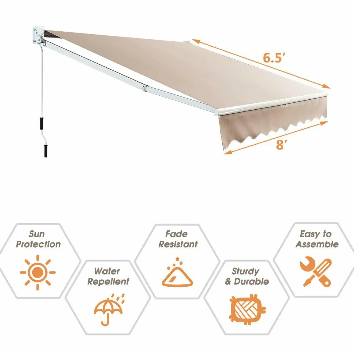 Tangkula 8"x 6.5" Retractable Awning