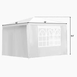 Tangkula 10'x10' Canopy Tent, Party Wedding BBQ Tent, Heavy Duty Gazebo Shelter Pavilion Cater w/4 Removable Sidewalls