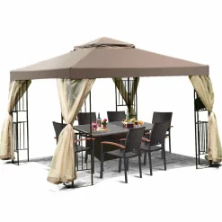 Tangkula 10x10 Feet Patio Gazebo, Outdoor Gazebo Canopy Shelter w/ Netting