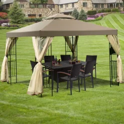Tangkula 10x10 Feet Patio Gazebo, Outdoor Gazebo Canopy Shelter w/ Netting