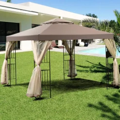 Tangkula 10x10 Feet Patio Gazebo, Outdoor Gazebo Canopy Shelter w/ Netting