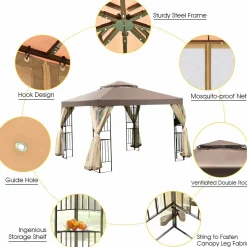 Tangkula 10x10 Feet Patio Gazebo, Outdoor Gazebo Canopy Shelter w/ Netting