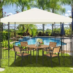 Tangkula 10x10 Feet Steel Patio Gazebo, Outdoor Canopy Gazebo with Water-Resistant Canopy