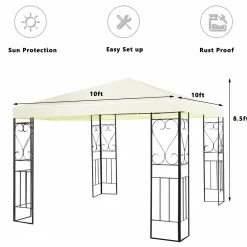 Tangkula 10x10 Feet Steel Patio Gazebo, Outdoor Canopy Gazebo with Water-Resistant Canopy