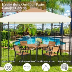 Tangkula 10x10 Feet Steel Patio Gazebo, Outdoor Canopy Gazebo with Water-Resistant Canopy