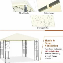 Tangkula 10x10 Feet Steel Patio Gazebo, Outdoor Canopy Gazebo with Water-Resistant Canopy