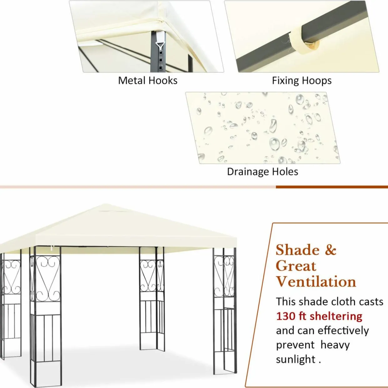 Tangkula 10x10 Feet Steel Patio Gazebo, Outdoor Canopy Gazebo with Water-Resistant Canopy