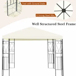 Tangkula 10x10 Feet Steel Patio Gazebo, Outdoor Canopy Gazebo with Water-Resistant Canopy