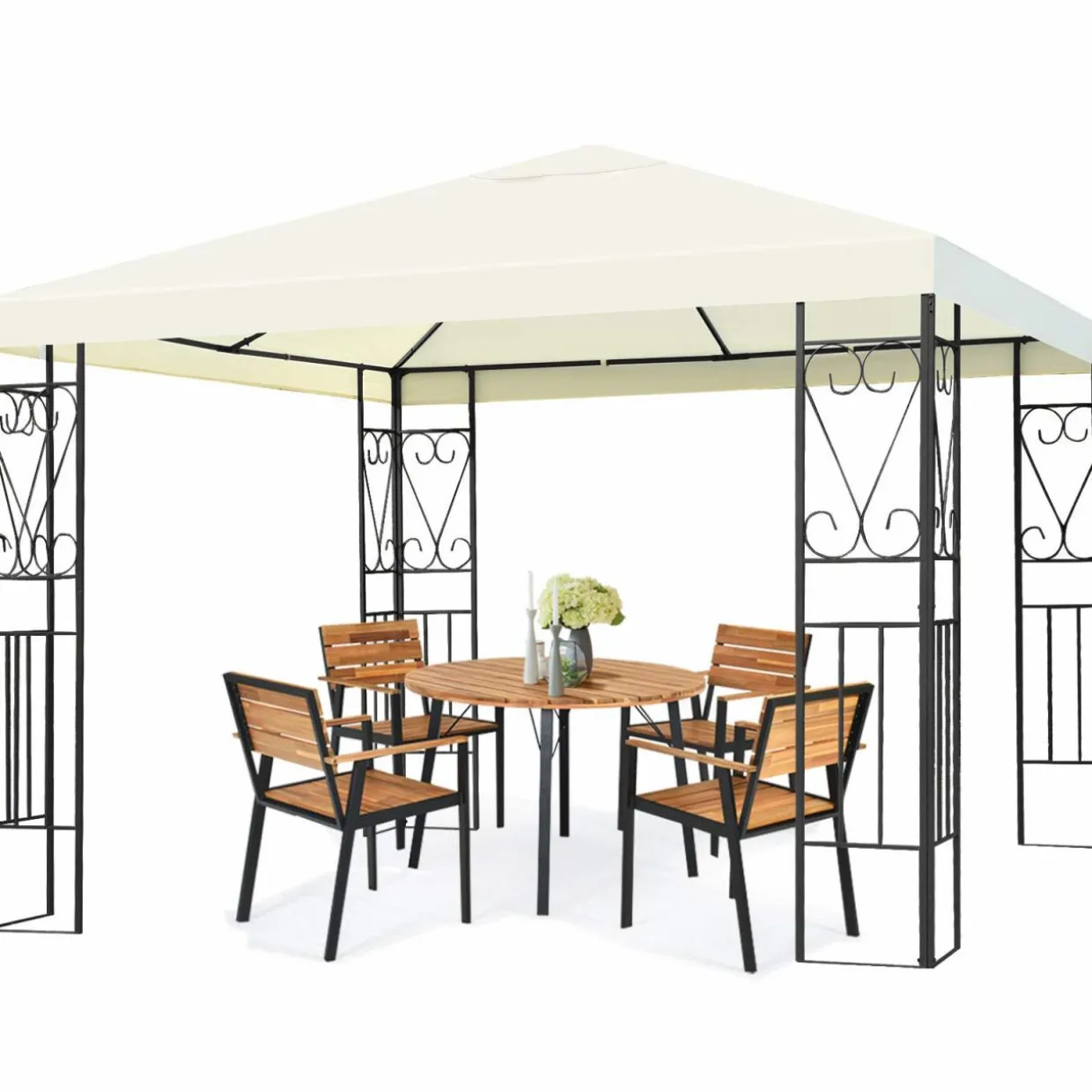 Tangkula 10x10 Feet Steel Patio Gazebo, Outdoor Canopy Gazebo with Water-Resistant Canopy