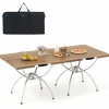 Tangkula 24"x24" Folding Camping Table Set of 2, Extendable Lightweight Camp Table with Wood-Grain Tabletop