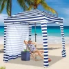 Tangkula 6x6 Ft Beach Cabana, Portable Beach Canopy with Detachable Sidewall