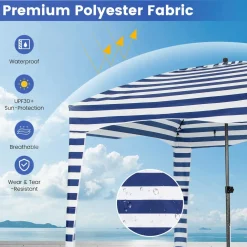 Tangkula 6x6 Ft Beach Cabana, Portable Beach Canopy with Detachable Sidewall