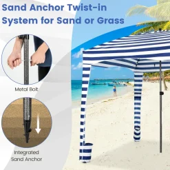 Tangkula 6x6 Ft Beach Cabana, Portable Beach Canopy with Detachable Sidewall
