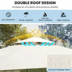 Tangkula 10x12 Ft Gazebo with Netting, 2-Tier Patio Gazebo with Heavy Duty Metal Frame