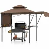 Tangkula 13x5 Ft Grill Gazebo with Dual Side Awnings, 2-Tier Barbecue Gazebo with 2 Shelves
