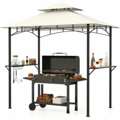 Tangkula 8x5 Ft Grill Gazebo, 2-Tier Barbecue Gazebo with 2 Shelves