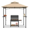 Tangkula 8x5 Ft Grill Gazebo, Double Tiered Outdoor BBQ Gazebo with 2 Side Shelves, 5 Hooks